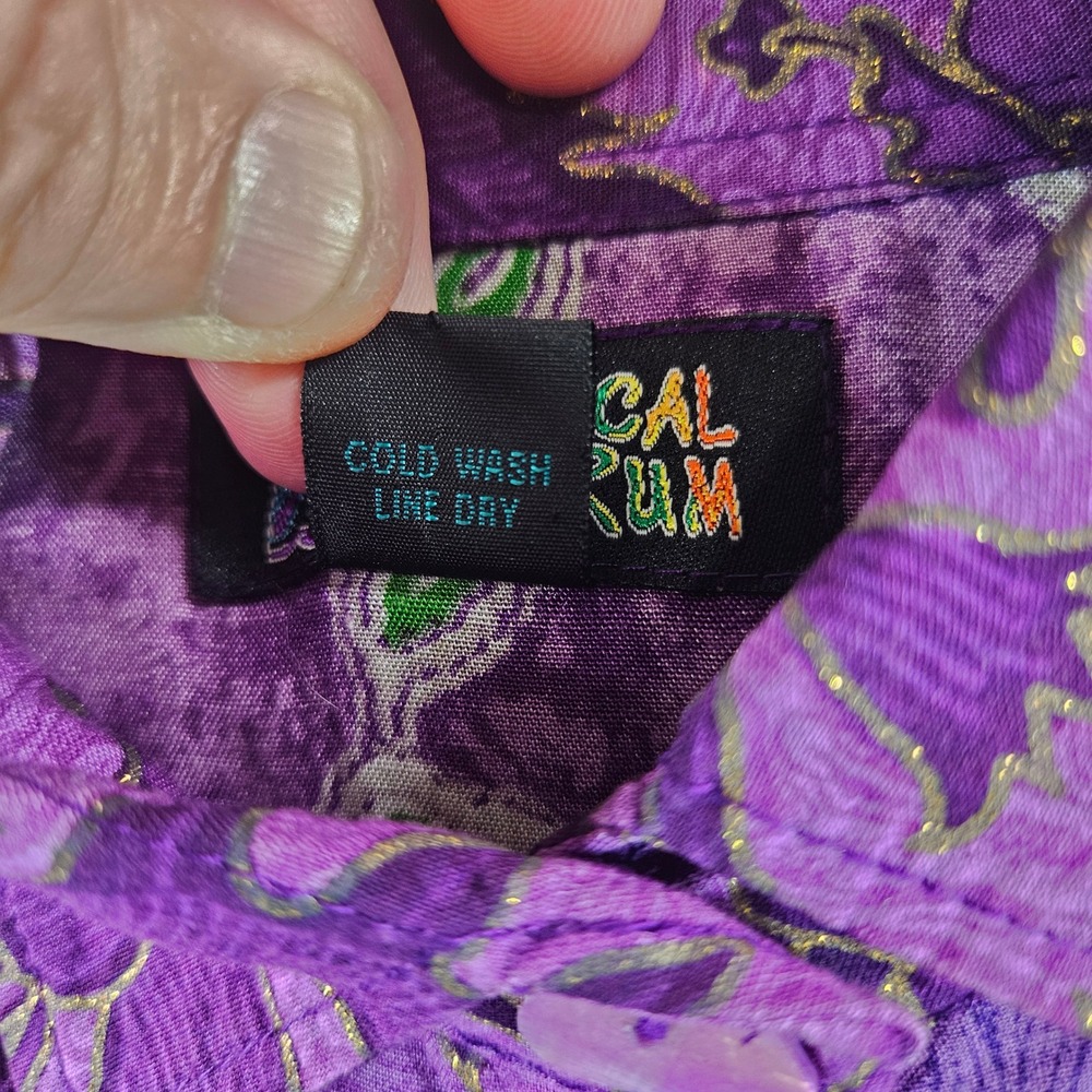 Tropical Tantrum Purple Batik Patchwork Shirt Wom… - image 5